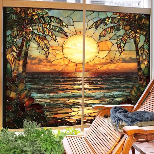 Vinilo adhesivo para ventana con diseño Rustic Ocean 23.6x35.4 pulg x2 piezas miniatura 4