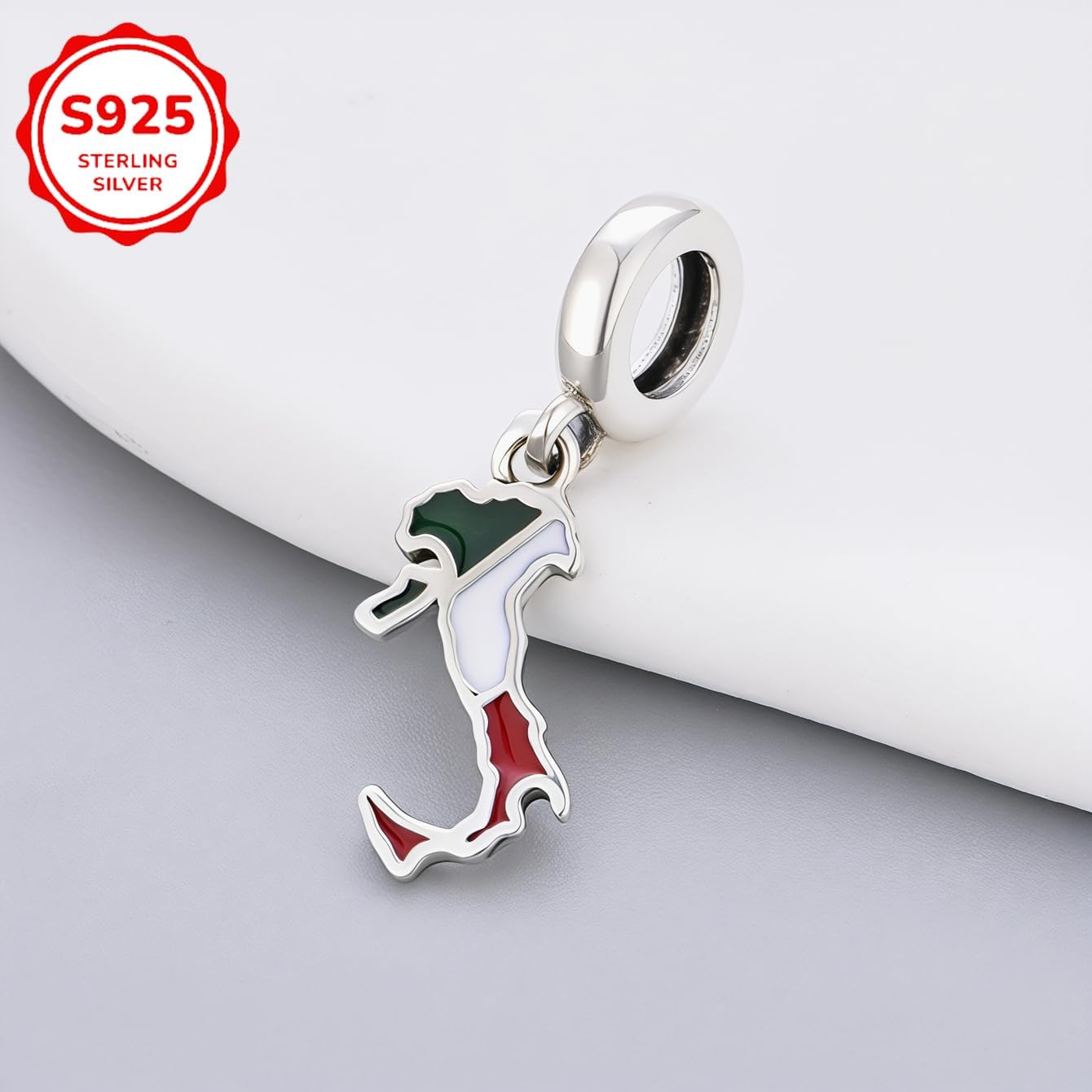 S925 Sterling Silver Flag Charms, National Flag Maps Countries Charm Fit Women Bracelets Necklaces Jewelry Gift for Travel Memento