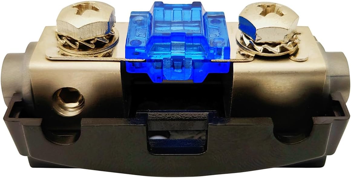 Earthquake Sound FBNL 60 Compact Platinum 60A Mini ANL In-line Fuse Holder with 4 to 8-Gauge Input and Output