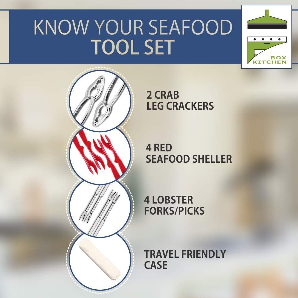 Crab Crackers And Tools Set For Seafood Lobster Crackers Includes Nut Cracker Forks Set Opener Shellfish Lobster Leg Sheller Accessories (PACK 10)