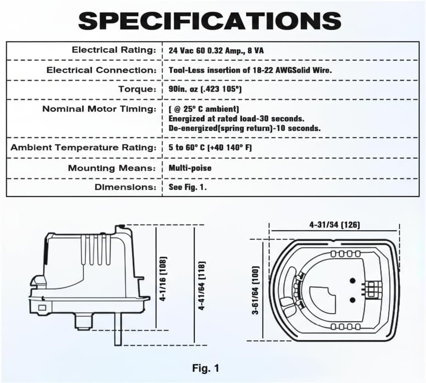 Honeywell M847D-ZONE/U Replacement Motor for Ard and Zd Zone Dampers, Compatible with Honeywell M847D1004 M847D Zone Valve Actuator Damper Operator 24V
