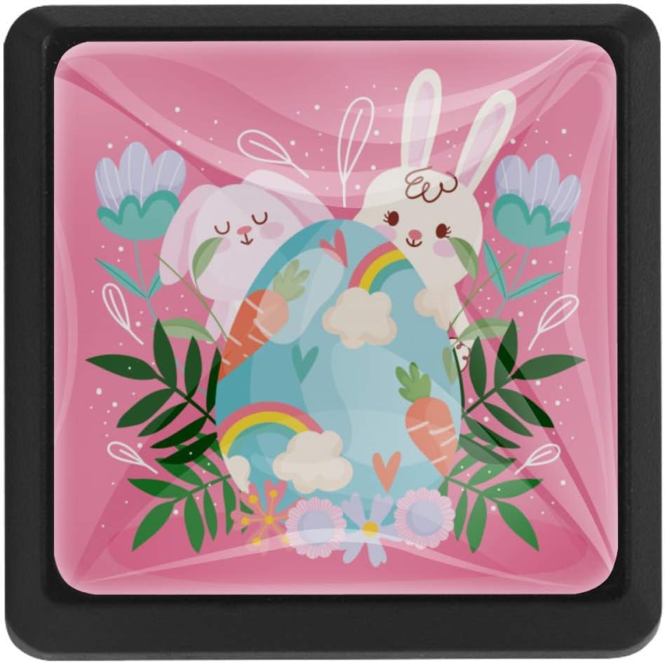 Shiiny Cute Rabbits Egg Square Drawer Knobs Pulls Handles