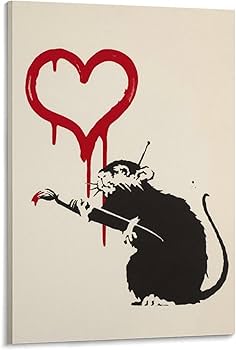 Amazon.co.jp: バンクシー 有名な絵（愛のネズミ）ポスター 印刷