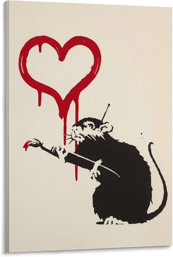 Amazon.co.jp: バンクシー 有名な絵（愛のネズミ）ポスター 印刷