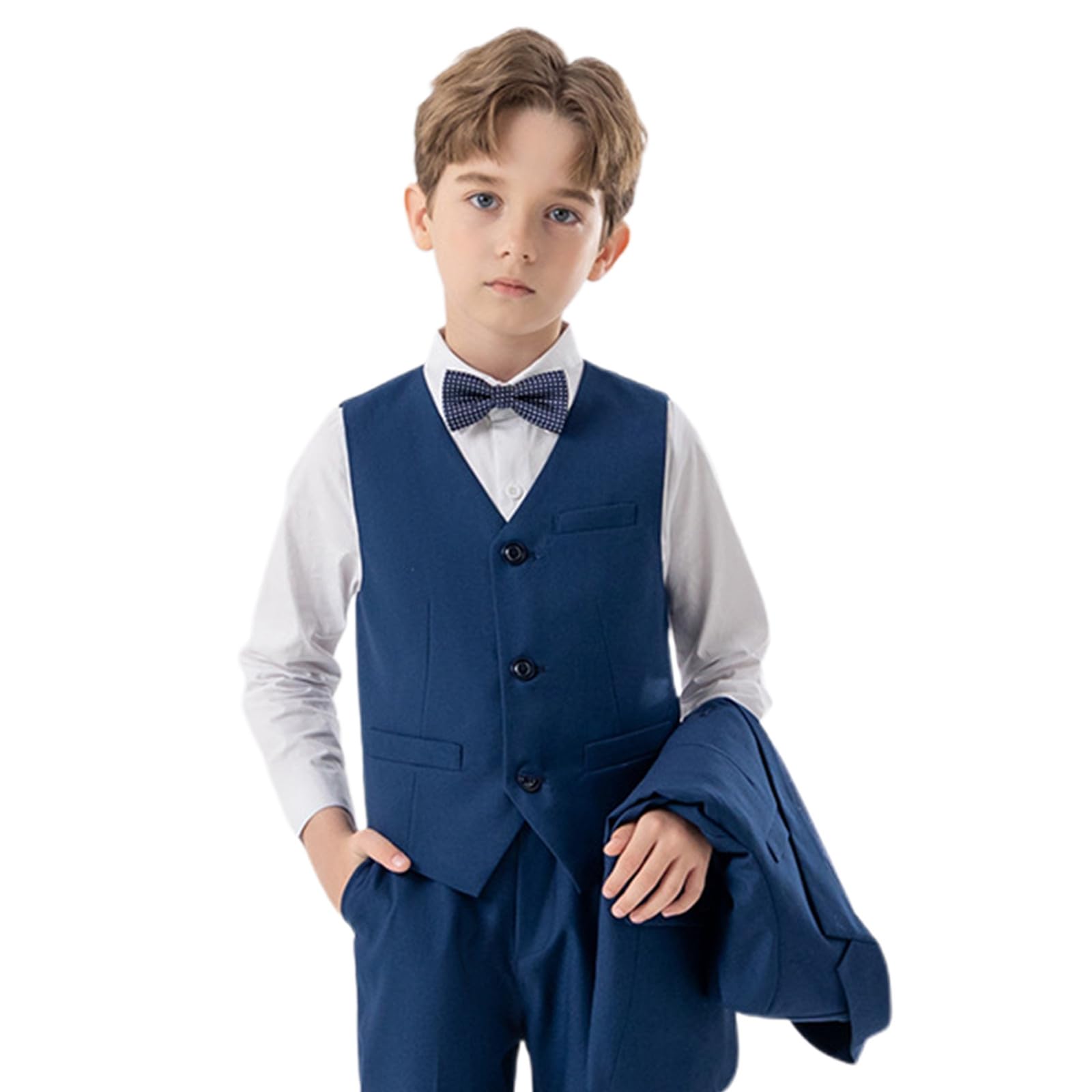 Generisch Jungen Business Anzüge Mantel 4 Stück Outfit Set Für Kinder Formelle Anzug Für Jungen Mit Weste Hosen