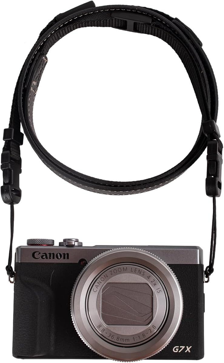 VOVMOEYA Camera Neck Strap,G7X MARK III body strap PU Shoulder Adjustable Strap for photographers for Fujifilm/for Nikon/for Canon/for Sony/for Minolta/for Panasonic/SLR/DSLR Cameras Texture-Black