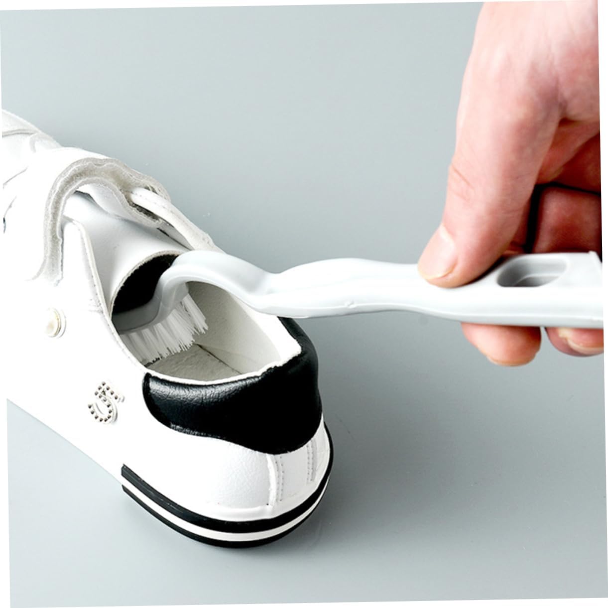 2pcs Long Handle Laundry Brush for Shoe Cleaning Beige Plastic