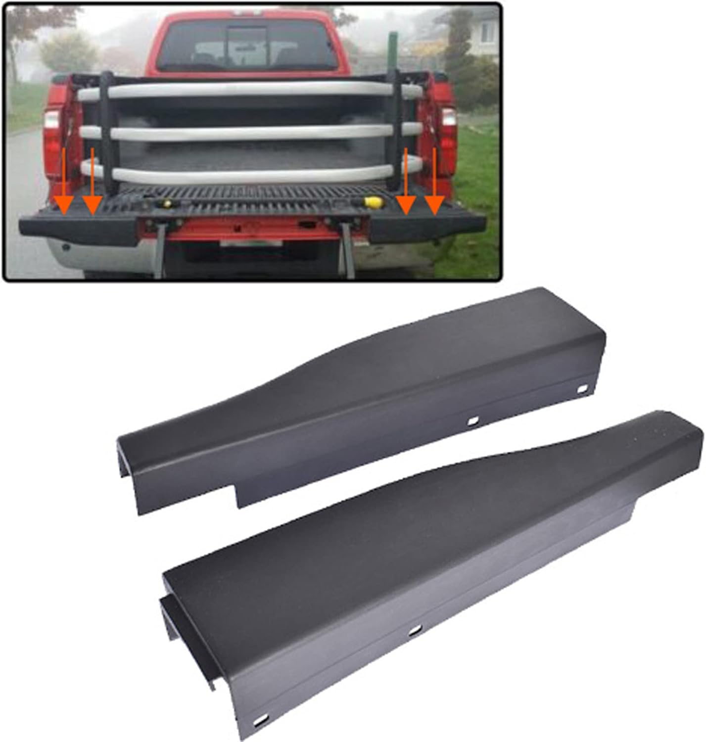 waltyotur Right & Left Side Flex Step Tailgate Molding Trim Cap Black Replacement for F250 F350 2010-2016