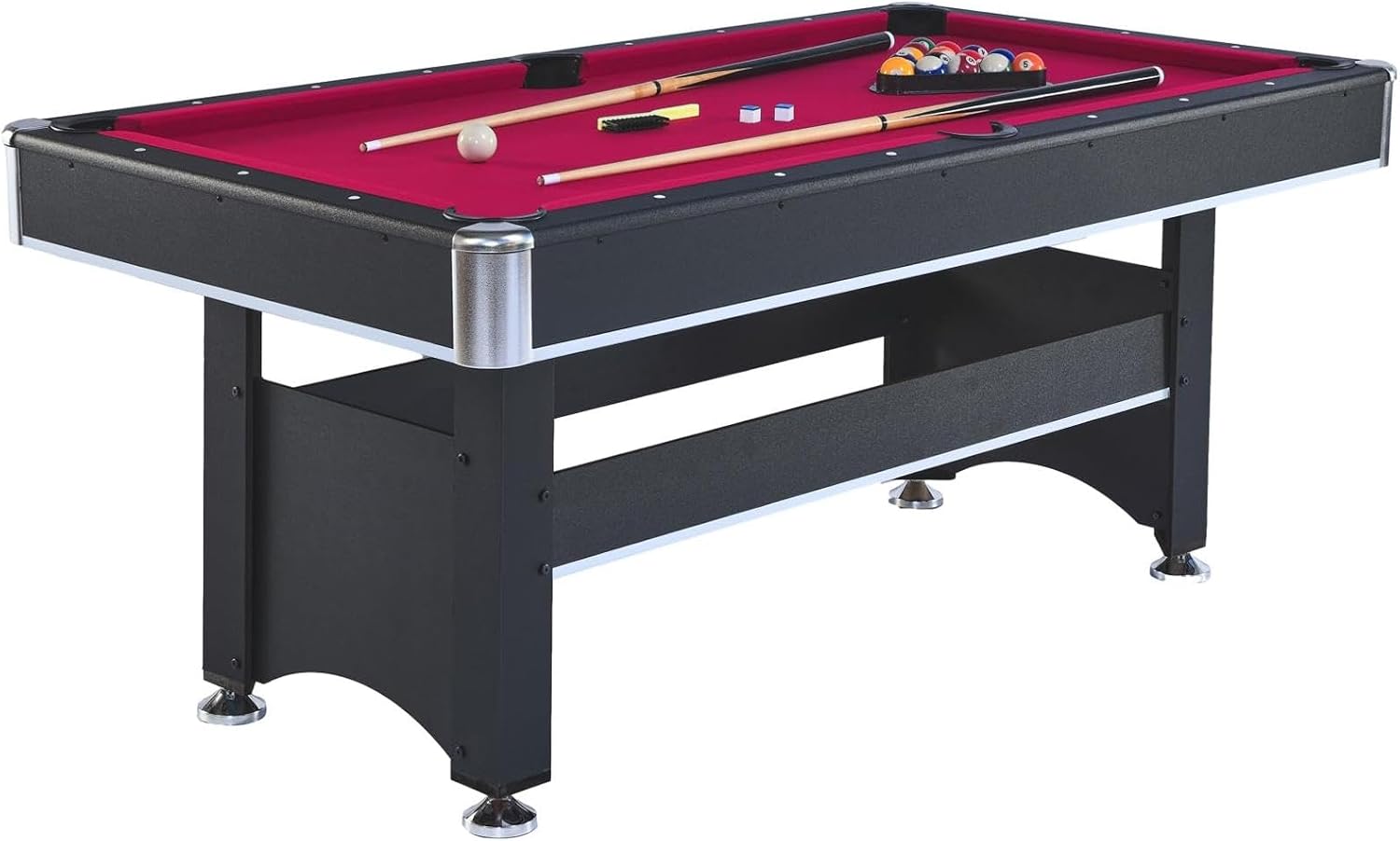 6-Foot Outdoor Pool Table with Red Felt - Multi Game for Family Gatherings and Parties