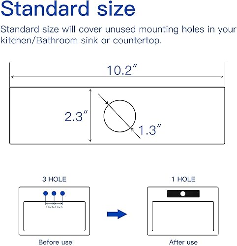 Miniatura 3 de Grifo de fregadero de cocina o baño de 10 pulgadas, placa cuadrada de acero inoxidable para cubrir agujeros de montaje no utilizados, P-111-B