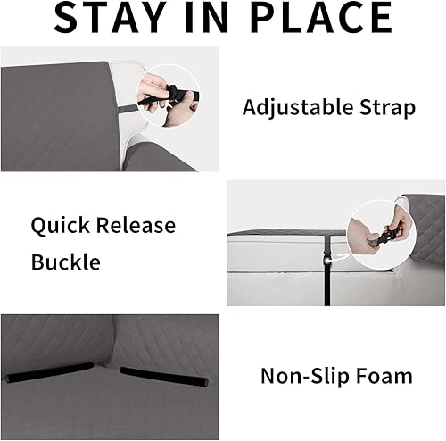 Miniatura 587 de Easy-Going - Funda reversible para sofá, resistente al agua, con varillas de espuma y correas elásticas, protector de muebles para mascotas y perros