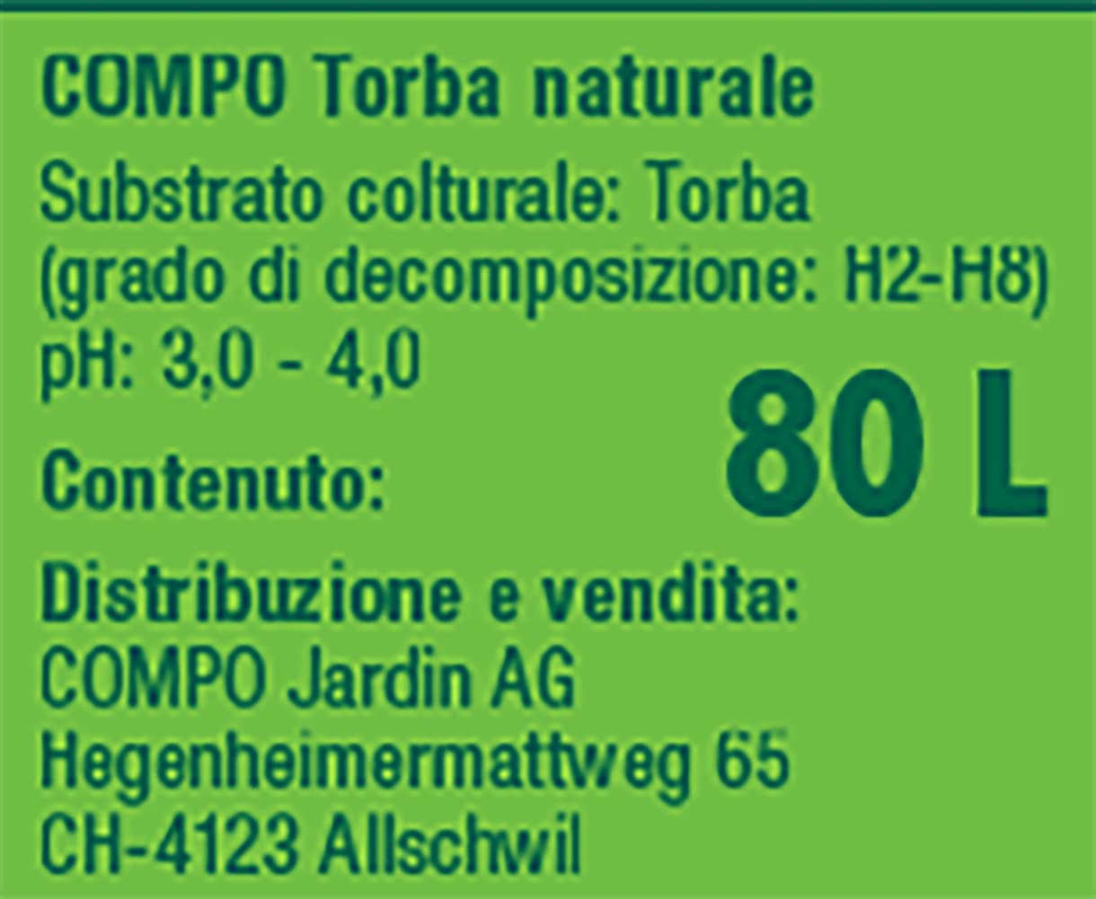 COMPO Gärtnertorf, Torba Bionda Naturale, Per il Miglioramento dei Terreni, Consentito in Agricoltura Biologica, Sacco 80 L