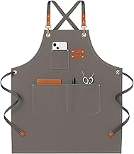 Heavy Duty Kitchen Apron for Men and Women - Adjustable Canvas with 3 Pockets, Dirt-Repellent, Ideal for Kitchen, Barbecues, Gardening and Painting.