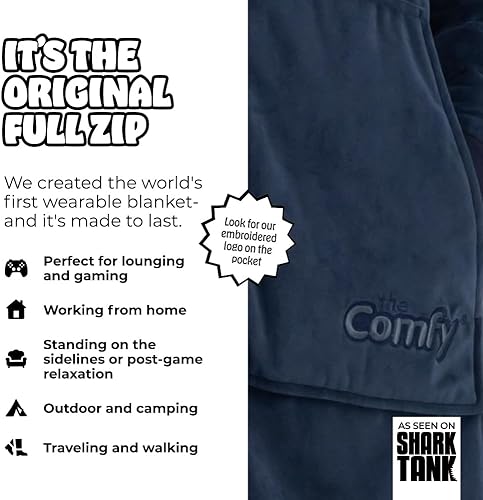 Miniatura 167 de THE COMFY Original - Manta de forro polar de microfibra con forro sherpa, diseño de gran tamaño con capucha y bolsillo de Shark Tank Aqua