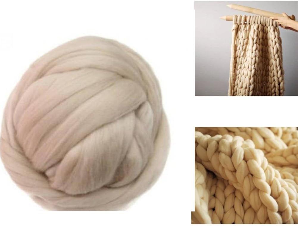 Arm Knitting Yarn Chunky Wool Yarn Bulky Wool Yarn Giant Knit Yarn Extreme Knitting (0.55lbs/250g, Apricot)