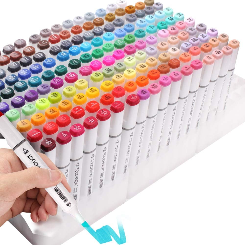 Litchitree TOUCHNEW Anime Marker Pens, 168 Colours Art Manga Markers Alcohol Based Ink for Animation,Painting and Sketch with Carry Bag
