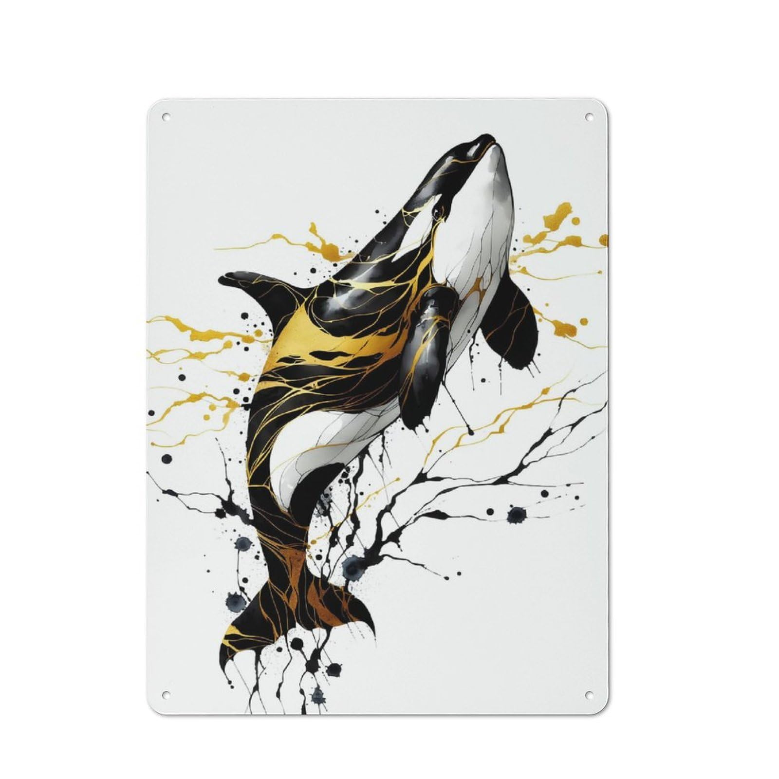 Junmoney Style-5 For Hobby Room Or Studio, Ink Orca Retro Metal Sign 40X30cm, A Decorative Gift For A Newly Furnished Hobby Room And Studio
