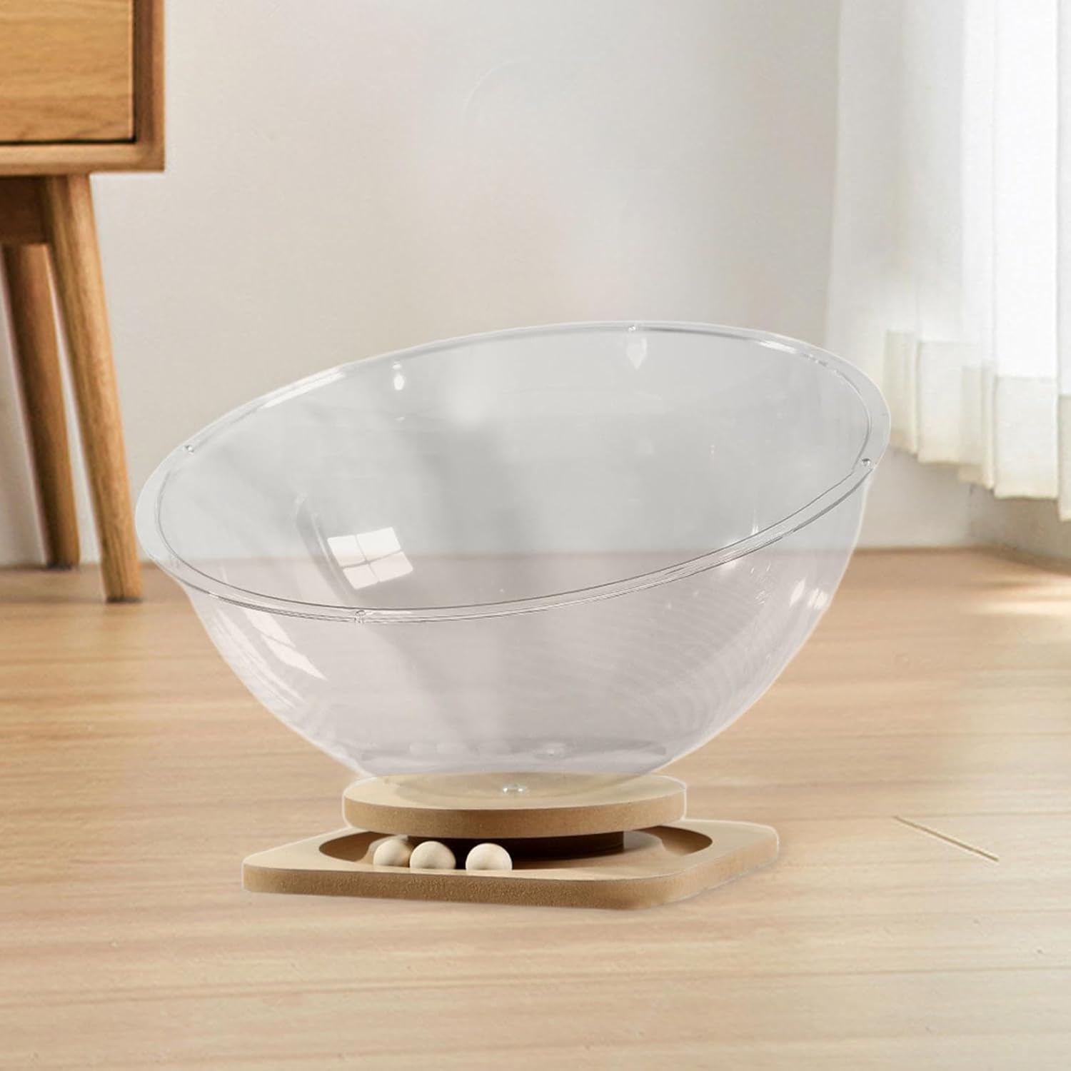 Space Capsule Shaped Cat Litter Boxes Pet Supplies Easy Clean Clear All Seasons Sturdy Cat Toy Rotating Tray, XL