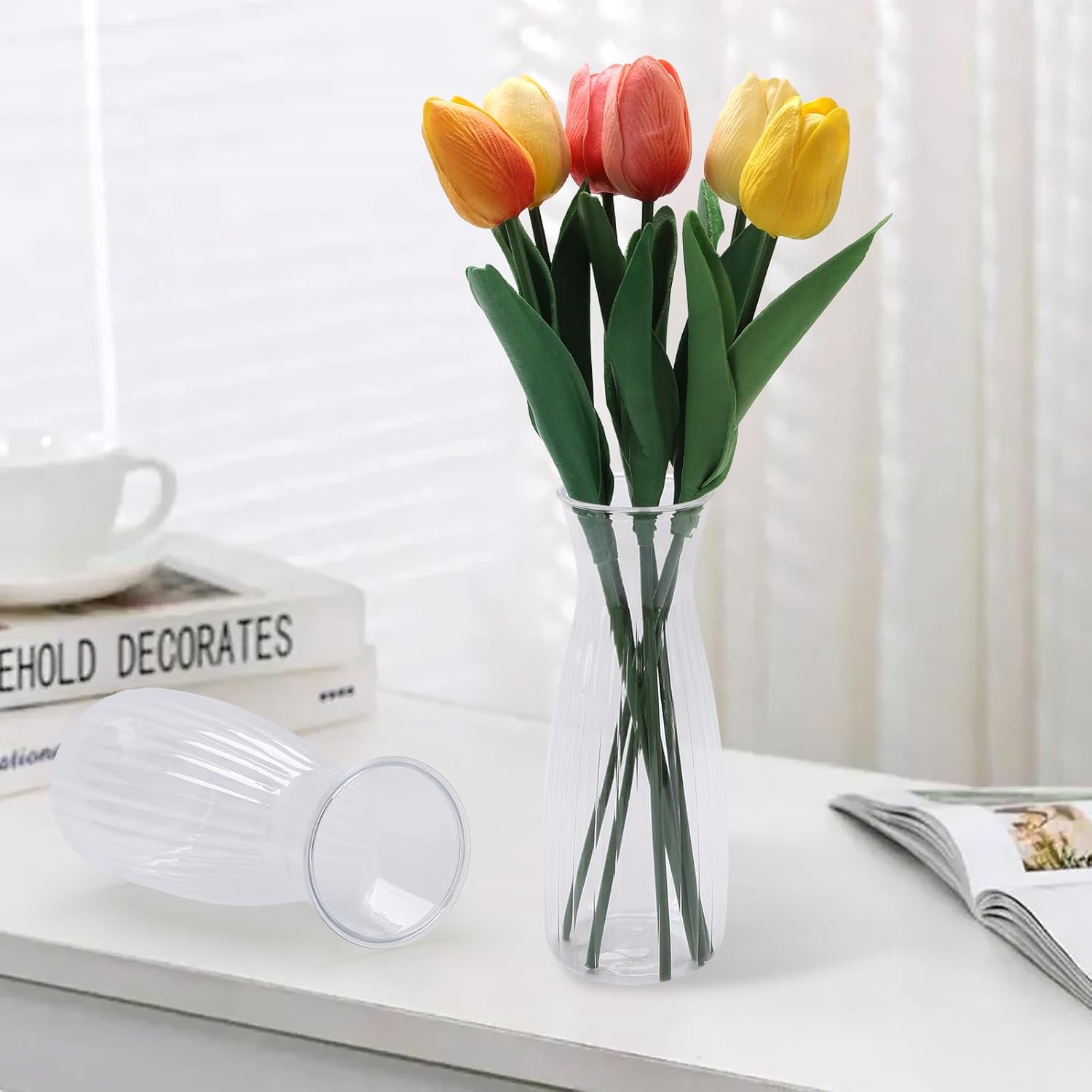 18 Pcs Plastic Bud Vases Bulk, Small Clear Flower Containers, Shatterproof Crystal Bud Vases for Centerpieces, Wedding, Home Table Decorations, Formal Dinners - Image 3