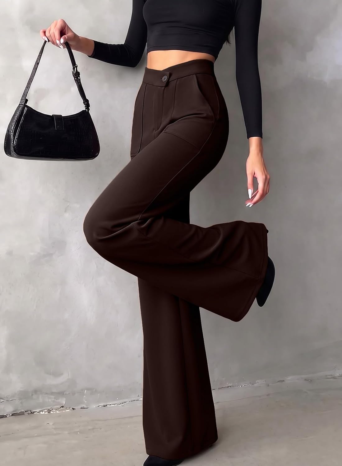EVALESS Wide Leg Pants for Women High Waisted Stretchy Work Office Trousers image 3