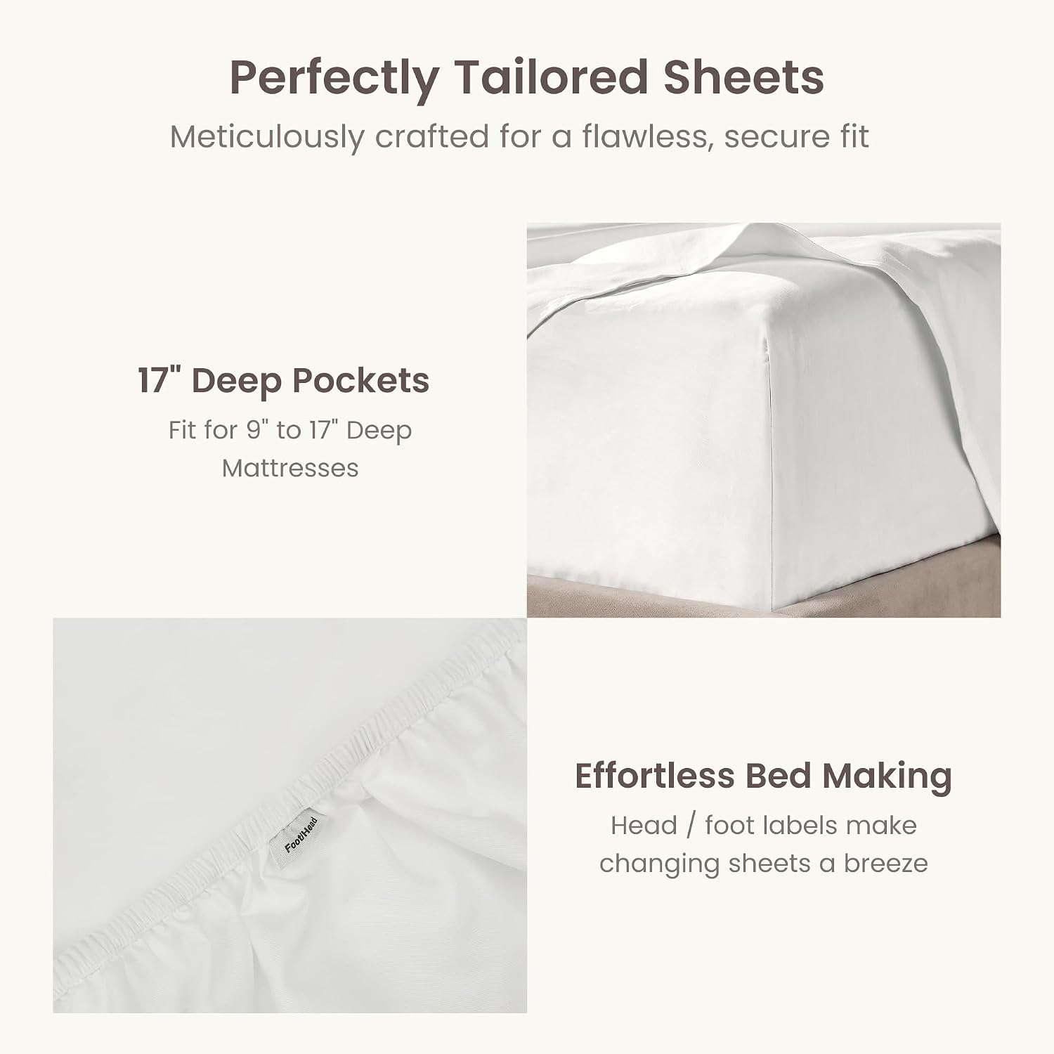 BIOWEAVES 100% Organic Cotton 1 Full Size Fitted Sheet Only | 300 Thread Count Sateen Weave GOTS Certified with Deep Pocket - White