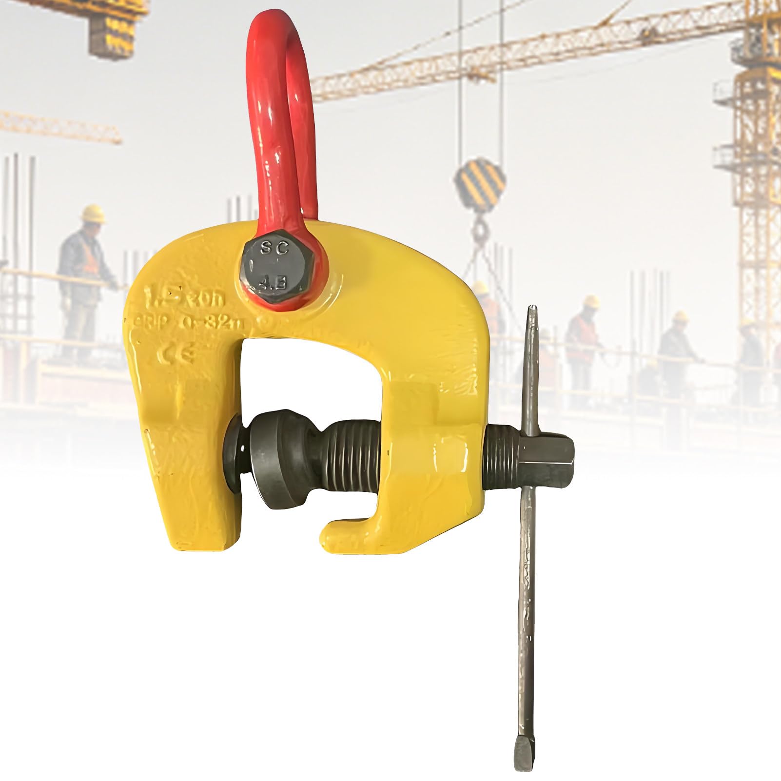 DNEPEI Vertical Plate Clamp with Ring and Screw Lock – 4400/6600 Pound Capacity (1.5T/3T), Spiral Rod Fixed Design for Stability, Works with Cranes, Hoists & Lifting Chains 3T
