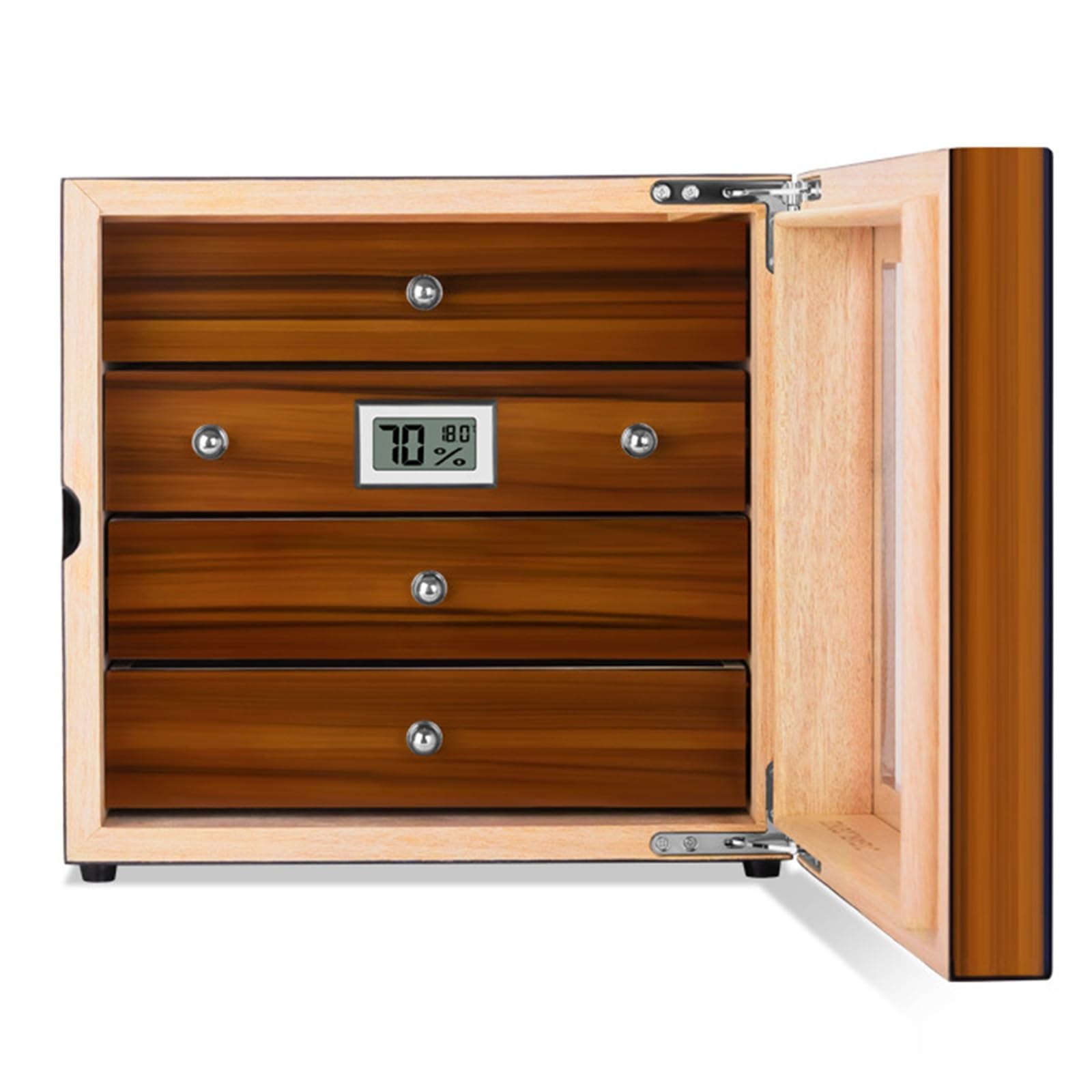 Großer Humidor-Schrank mit Großem Fassungsvermögen, Desktop-Zigarrenkiste mit Aufbewahrungsschublade Digitales Hygrometer、Befeuchter、Trennwand、Glasplatte