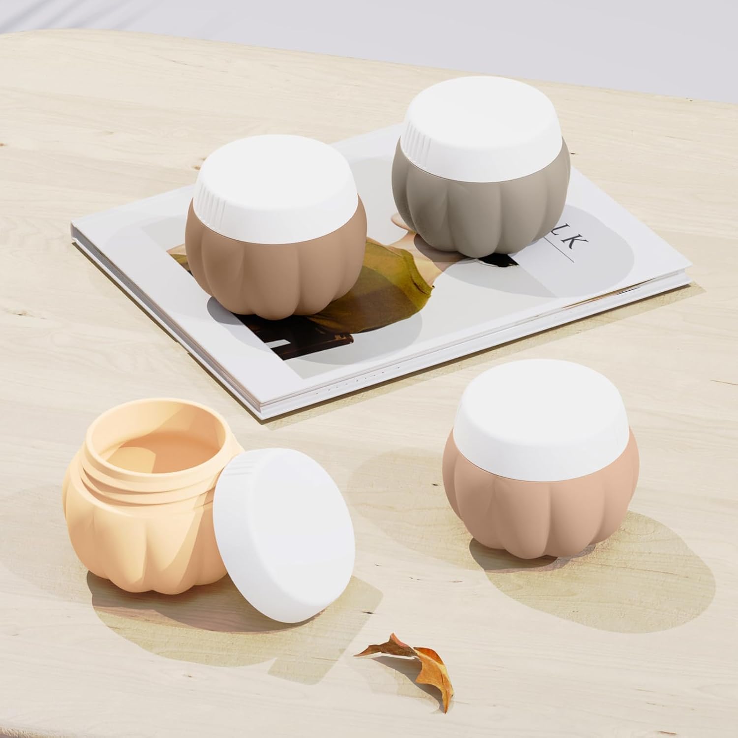 Redfly Travel Containers for Toiletries, TSA Approved Travel Size Containers, Silicone Jars for Creams, Leak-proof Essentials with Lid for Cosmetic