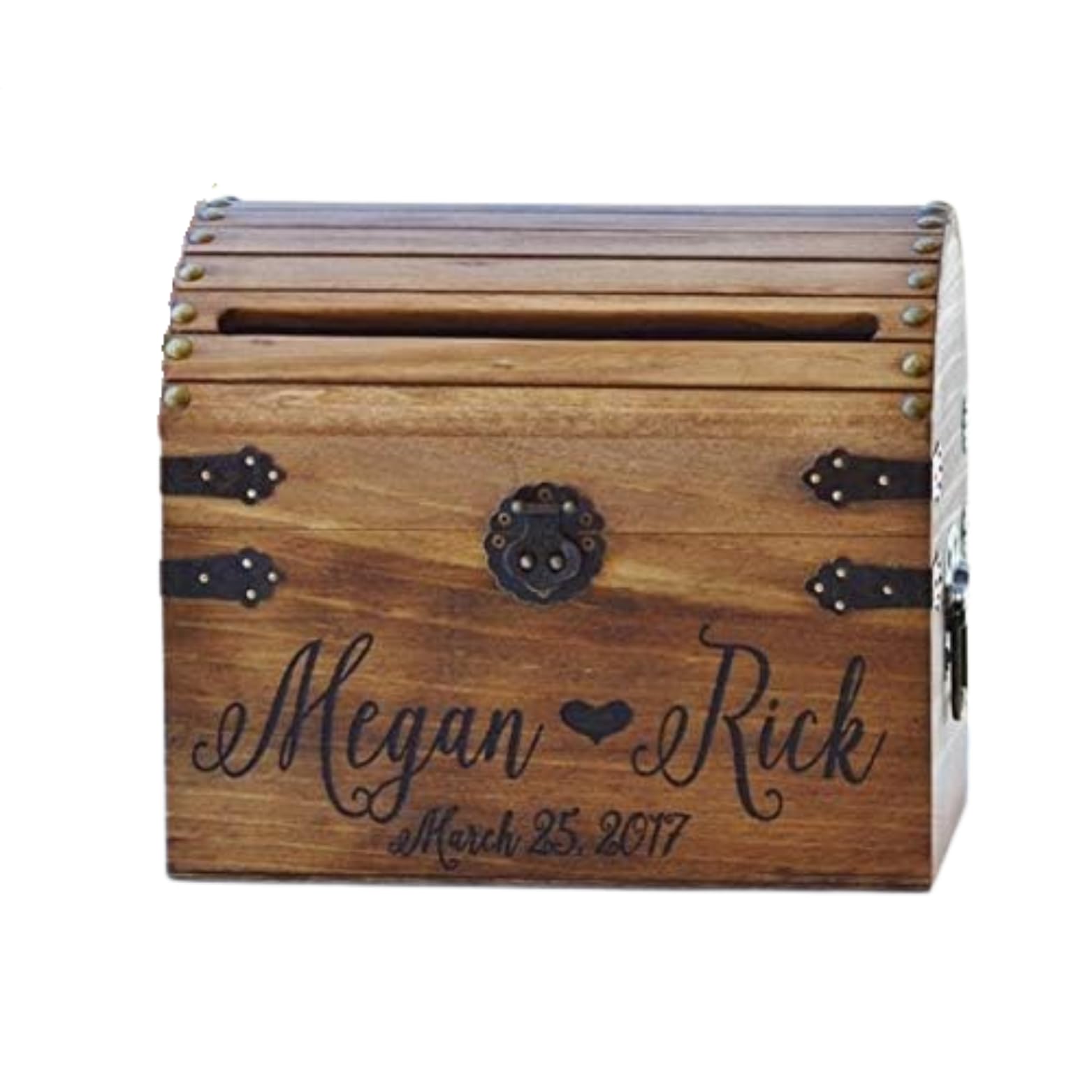 Personalized Wedding Card Box Wood Wedding Card Box with Slot Option 5th Anniversary Wedding Memory Chest Custom Keepsake Trunk