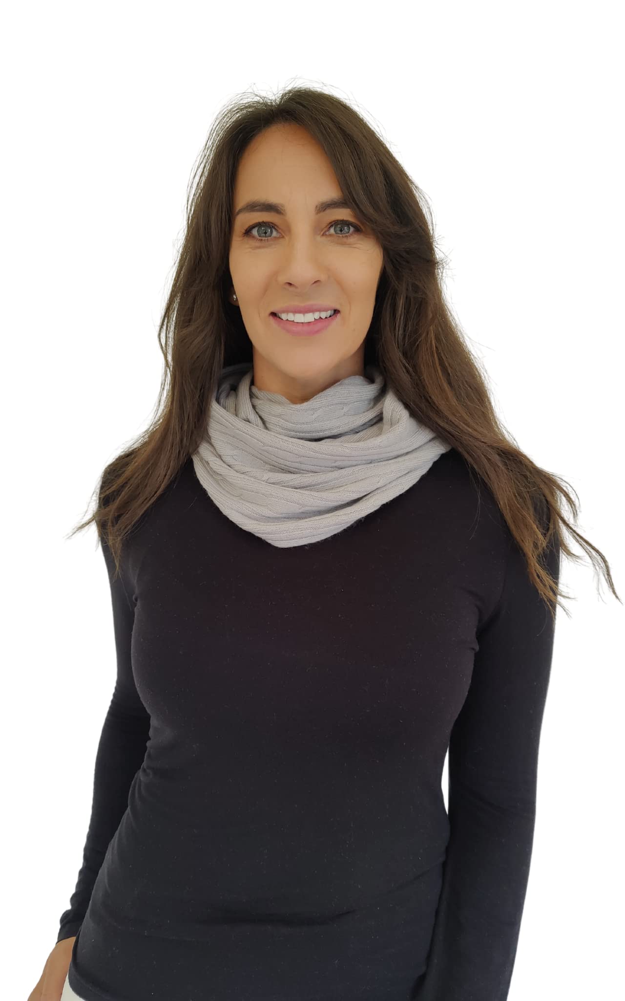 Mimi & Thomas UK Pure Cashmere - Bufanda infinita de punto trenzado