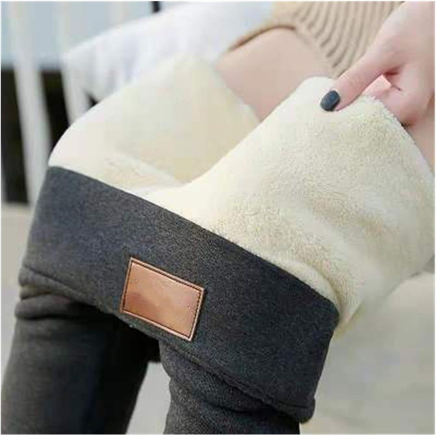 Winter Pants Thermal Leggings High Waisted Pants for Women Flannel Streetwear Trousers Women Winter Casual Pants Women 5XL (Color : Dark Grey, Size : XXXL)