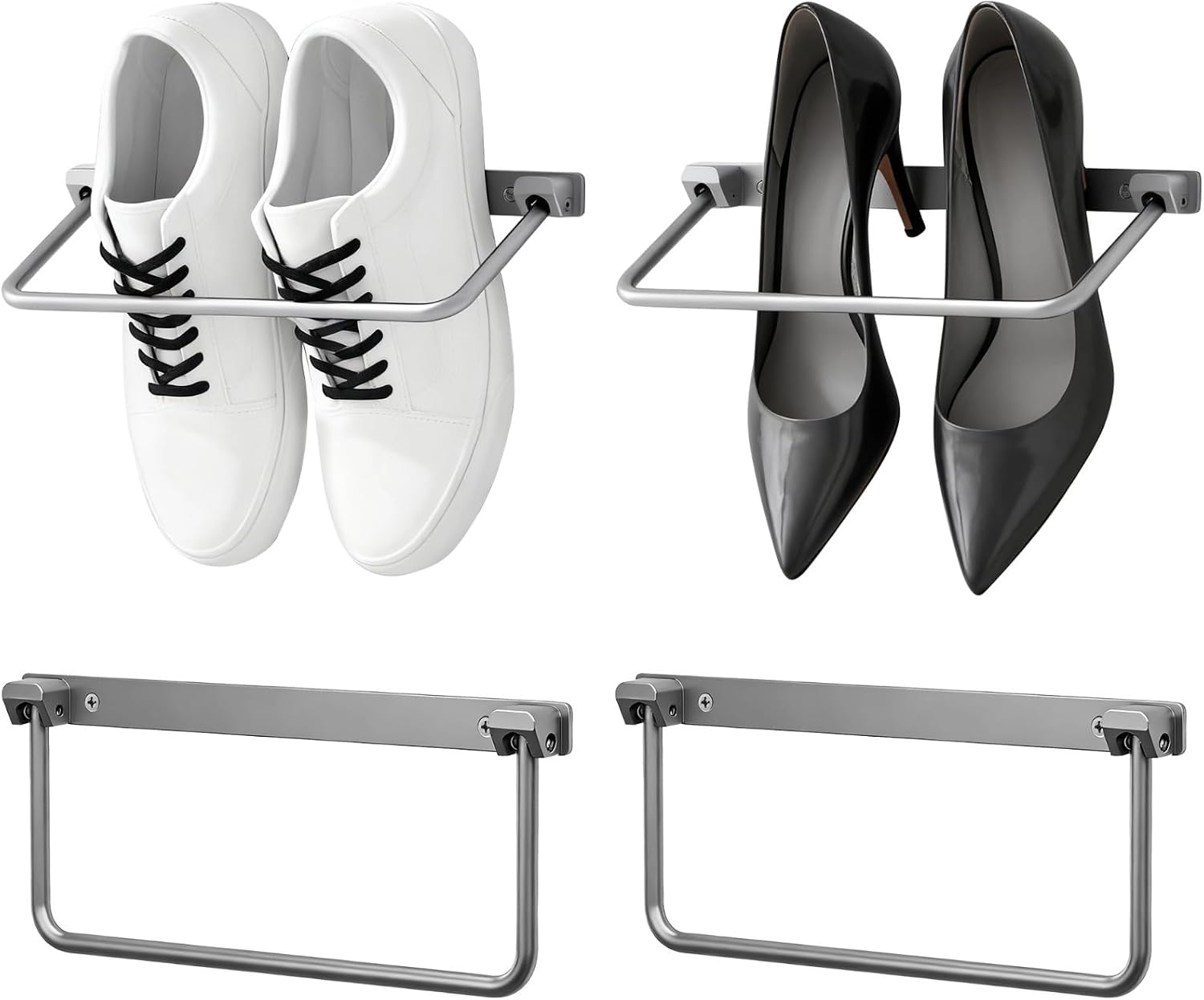 Rv Shoe Rack, 4 Pcs Foldable, Aluminum Wall Mounted Shoe Organizer, Space Saving Shoe Holder, Easy Installation for Rvs, S, Homes