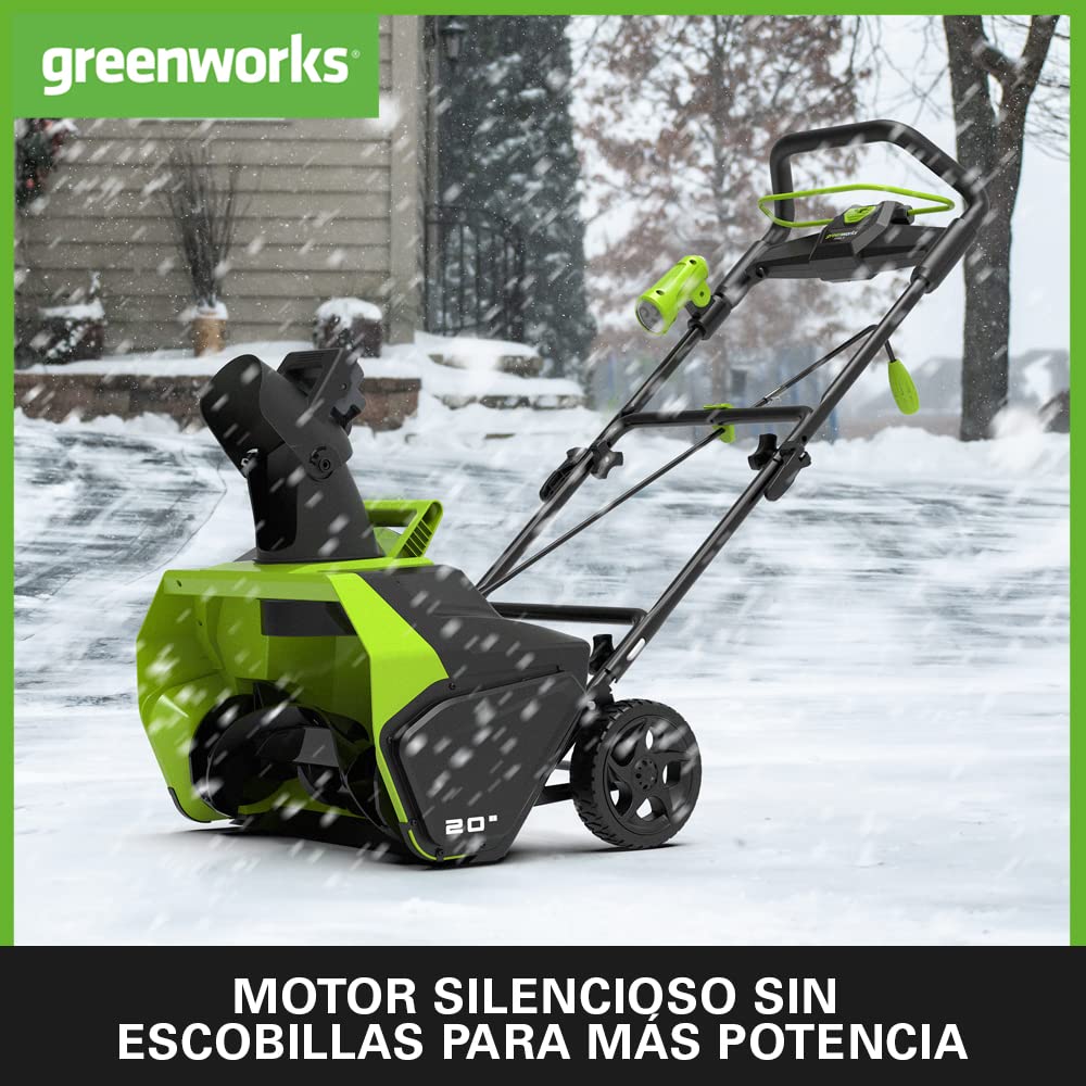 Greenworks GD40ST Quitanieves Monoetapa de Batería con Motor sin Escobillas, Camino Despejado 51 cm, Profundidad Despejada 30 cm, 1900 rpm, 180 ° Tolva Girable SIN Batería de 40V y Cargador