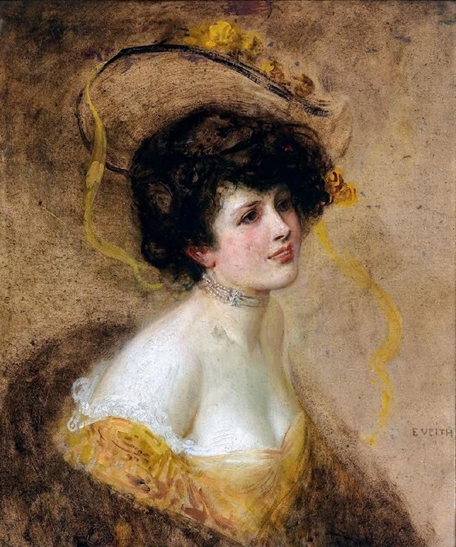 Tableau portrait d'une dame au chapeau pour réveiller un mur blanc
