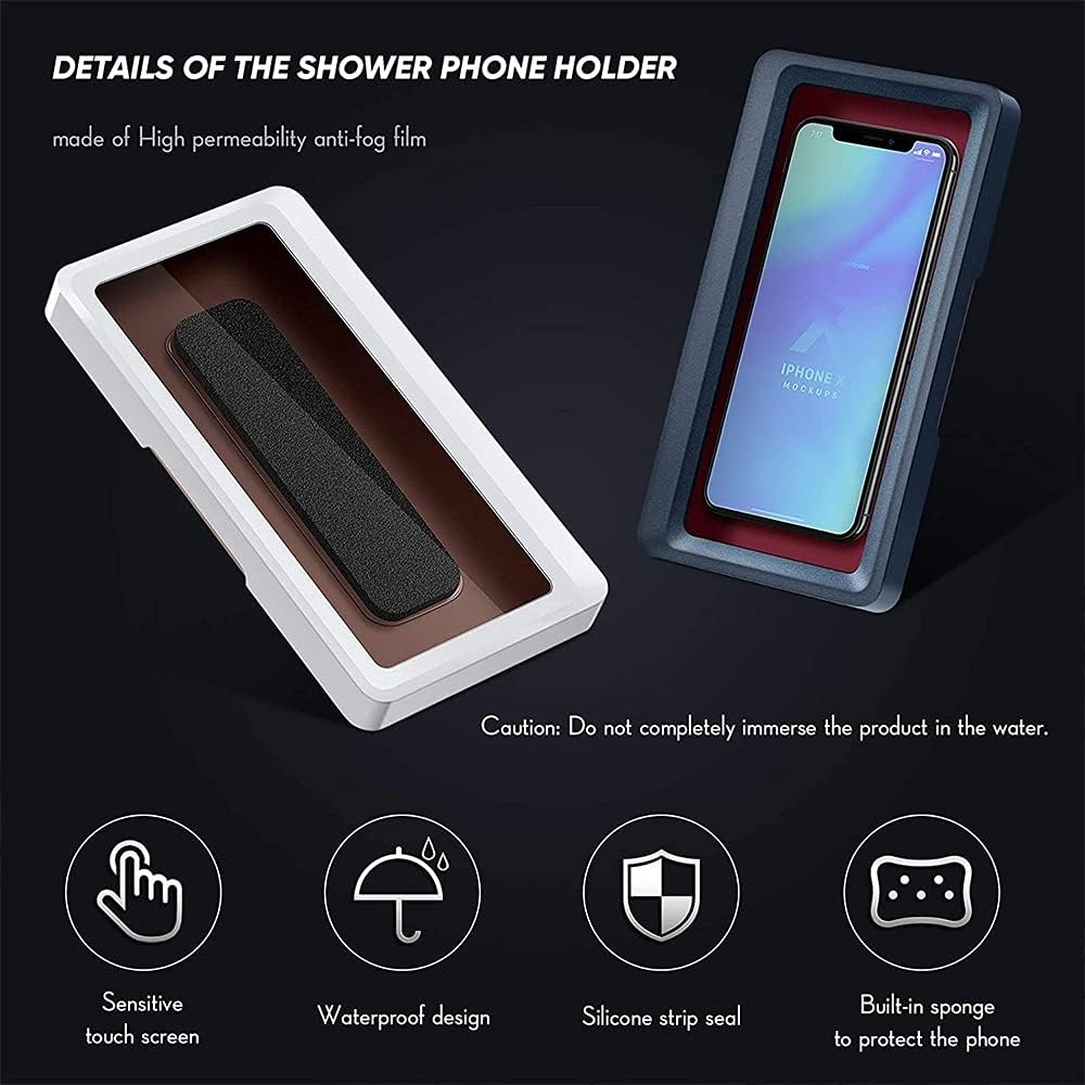 Holder Bathroom Waterproof Home Wall Case Stand Box Self-Adhesive Touch Screen Phone Shell Shower Sealing Storage