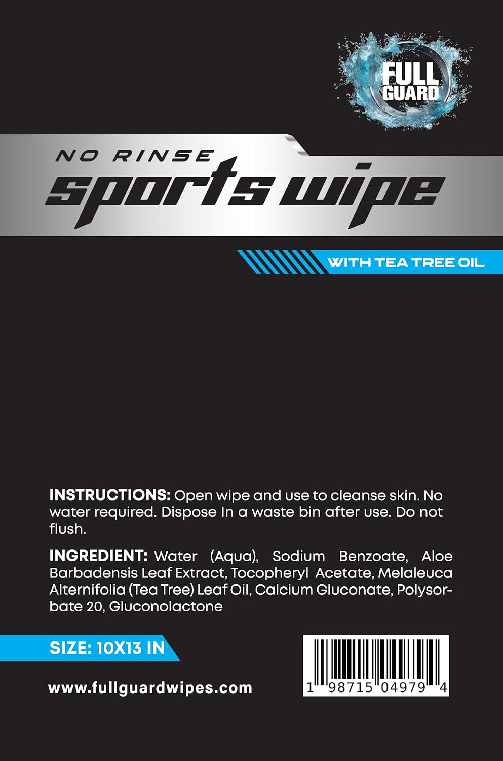 No-Rinse Shower Wipes – Premium, Extra-Large, Individually Wrapped Disposable Towels with Tea Tree Oil, Vitamin E & Aloe Vera – Patent-Pending Formula for Gym, Travel, & More (20 Count)