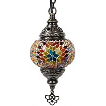 Turkish Mosaic Lantern Hanging Single Chain - 4"x23" - B1S