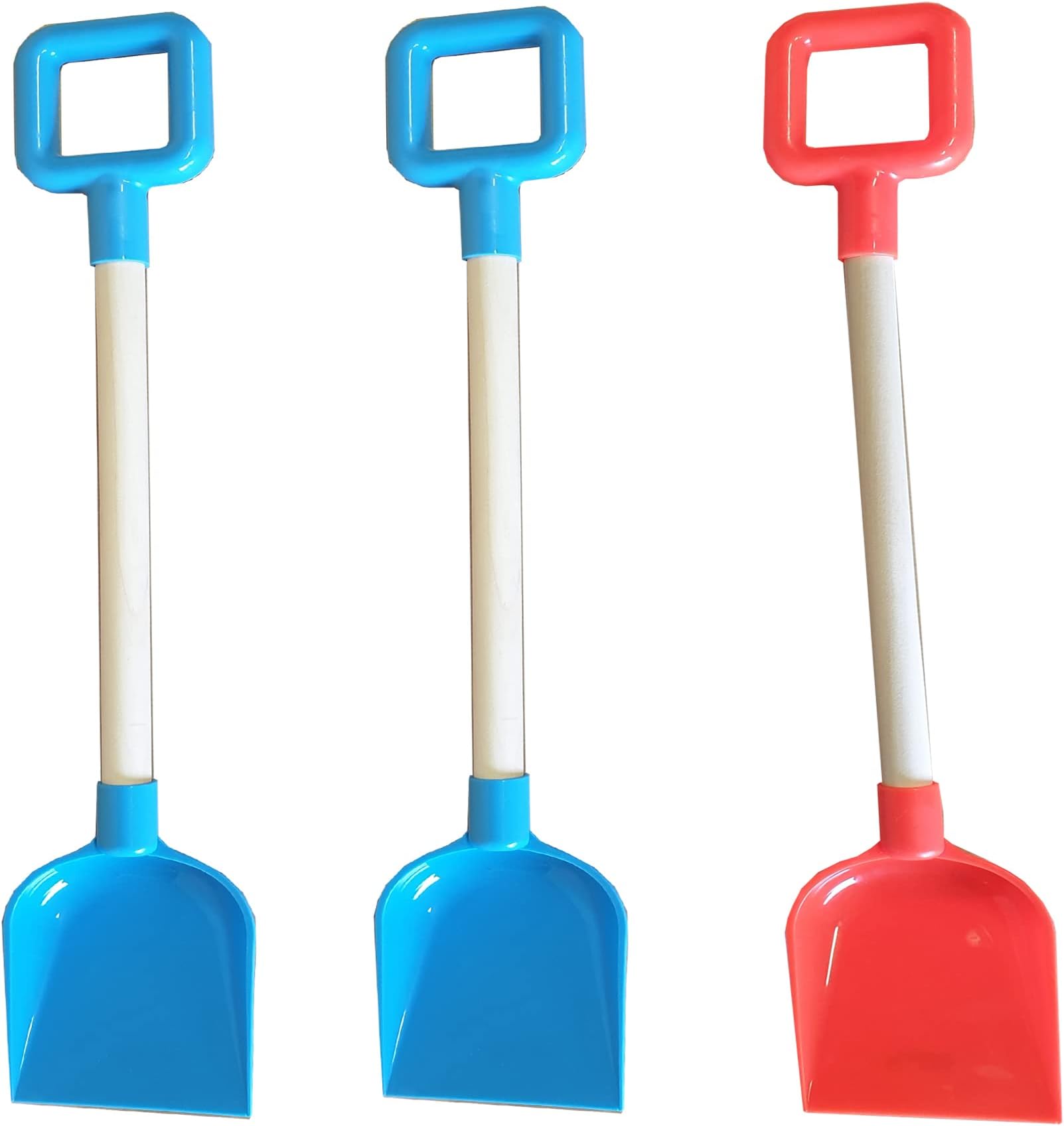 Ladybirds Company 20" Long Kids Beach Spades Sand Shovels Toys Gardening Tools Kit Sandbox Sturdy Scoop Durable Wood Handle ABS Plastic Spade for Garden Sand Snow Backyard Summer Kids Adults 3 Pack