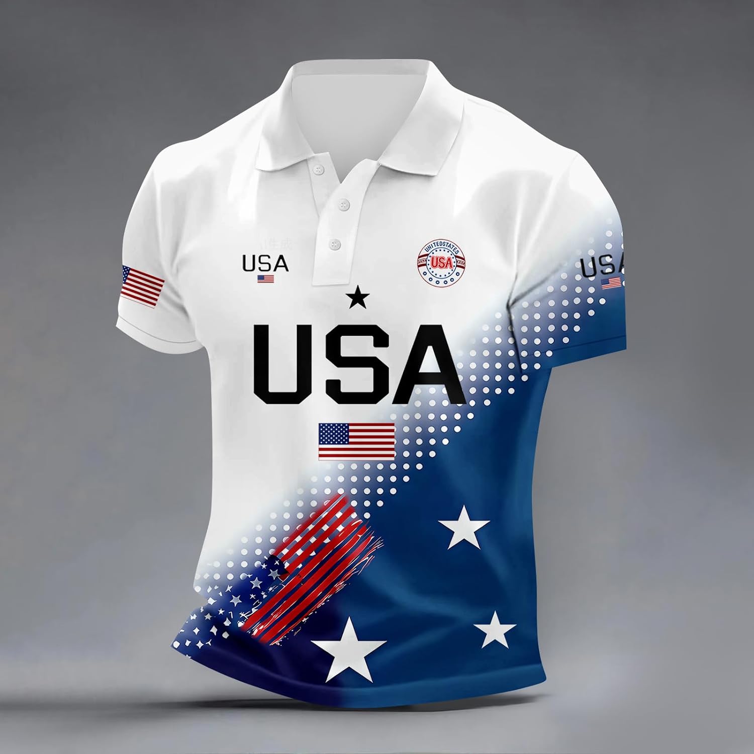 Men's Business Casual USA Polo Shirt Short Sleeve 250 Anniversary Tshirt We The People American Patriotic, S-3XL