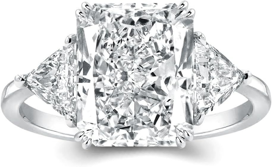 4.0CT Radiant Cut Yellow,Pink,Clear Engagement Ring,3-Stone Simulated Diamond Ring,Colored Gemstones 925 Sterling Silver Promise Ring