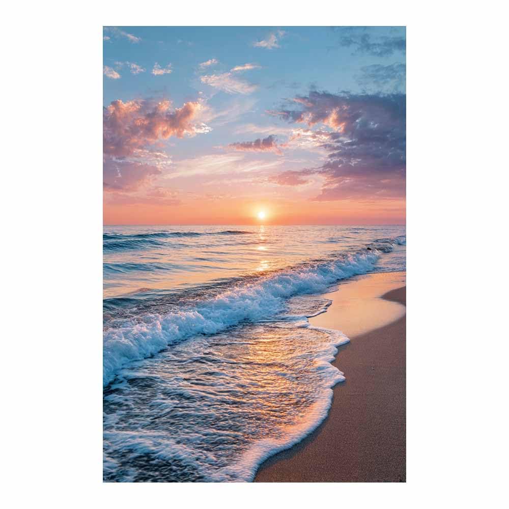 WUFIEA Leinwand Bilder Sonnenuntergang über dem Meer Wandkunst, Natur-Wanddekoration, Natur, Gemälde für Schlafzimmer, Wohnzimmer, Kinderzimmer, usw(Orange)-70x100cm Ungerahmt