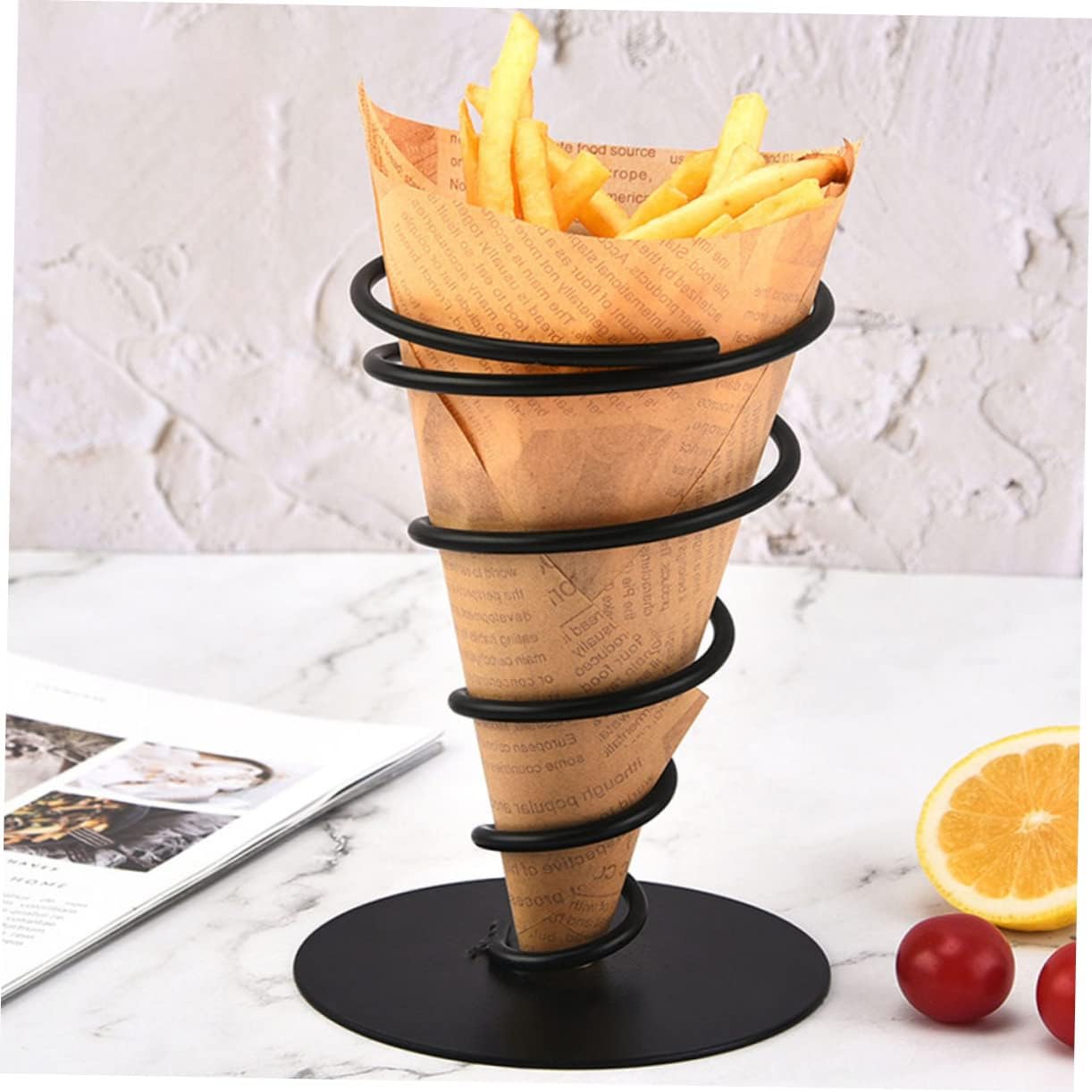 French Fries Holder Snack Serving Stand Iron Wire Basket Modern Design 1pc