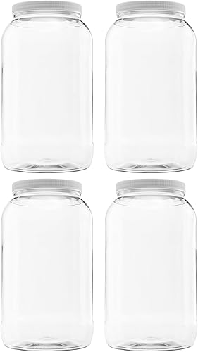 CLEARVIEW - Tarro de plástico de 1 galón, paquete de 4 contenedores y organización (tarro de 128 onzas)