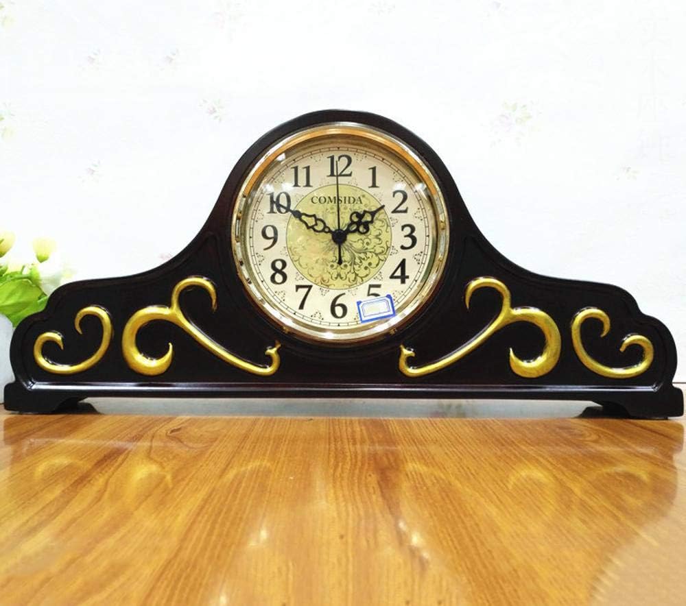 Mantel Clock Wooden Clock Home Living Room Decorated Solid Wood Clock Decoration 45x20x7cm (A) (A)