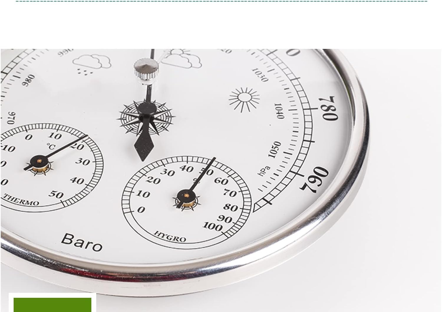 3 in 1 Barometer Wall Hanging Barometer Quality Precision Aneroid 128mm 3 in 1 Barometer with Thermometer and Hygrometer Humidity Silver Outdoor Fishing,Silver