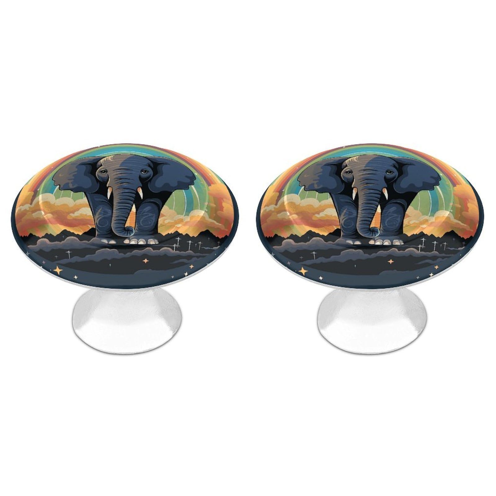 Btcowzrv Style Rainbow Elephant 2 Pack Cabinet Knobs Drawer Pulls