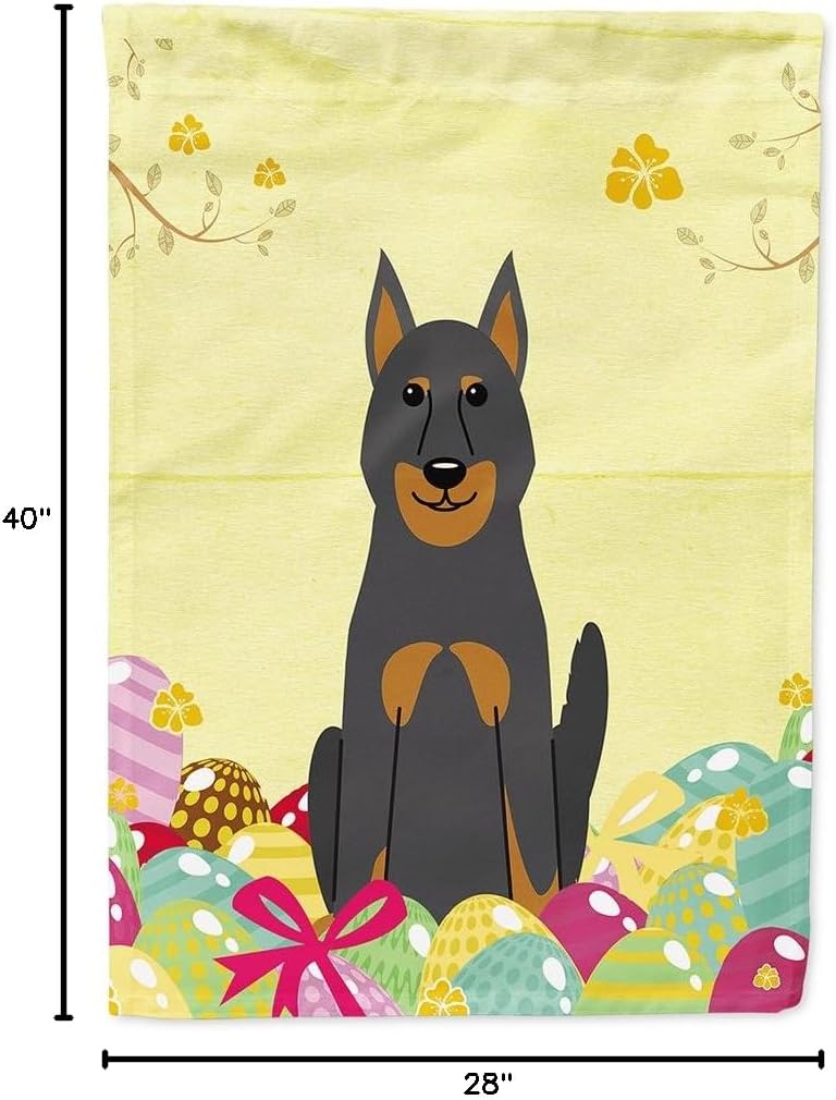 Caroline's Treasures BB6080CHF Easter Eggs Beauce Shepherd Dog House Flag Large Porch Sleeve Pole Decorative Outside Yard Banner Artwork Wall Hanging, Polyester, House Size, Multicolor