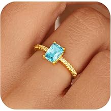 Honsny Gold Birthstone Rings for Women Non Tarnish Dainty Gemstone Rings