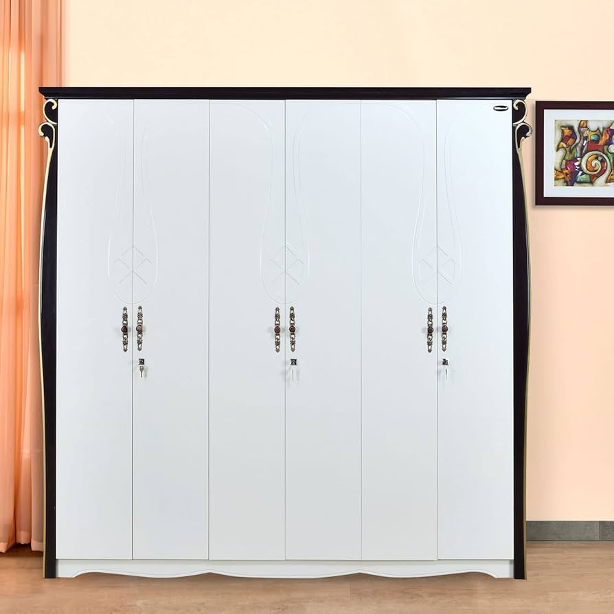 Nilkamal Rolex Engineered Wood 6 Door Wardrobe with 3 Hanging Rods