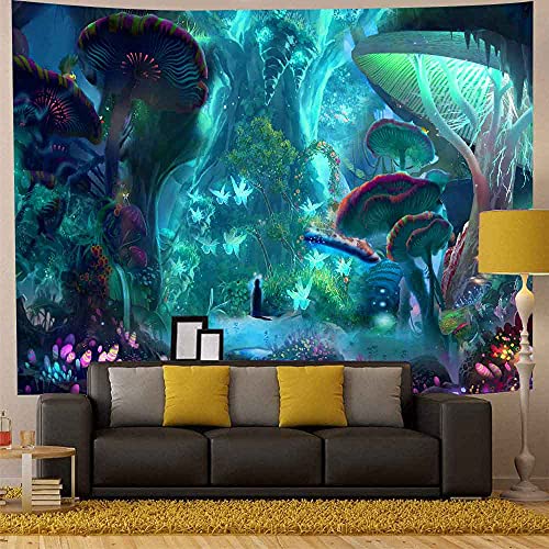 Aidatain Enchanted Forest Mushroom Plant Tapestry Fairy Tale Large Tree Jungle Landscape Wall Hanging Flannel Large 80" 60" Tapestries For Bedroom Living Room Dorm Gtwhat250 #TOP3